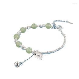 Link Bracelets Sterling Silver Colour For Women Jade Lucky Card Charm Female Hand Chain Orignal Fashion Jewellery With Stamp