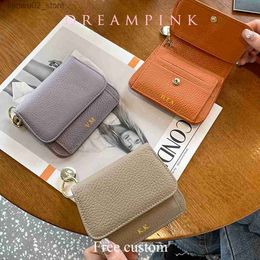 Money Clips Custom Initials Women Short Wallet Folded Genuine Leather Coin Purse Card Holder Fashion Colours Luxury Personalise Money Bag Q230921