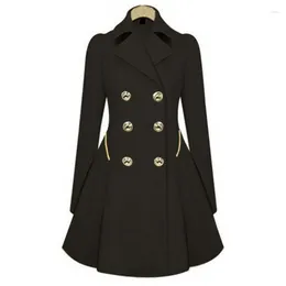 Women's Trench Coats Spring Mid Long Coat Double Breasted Classic Lapel Windproof Overcoat Slim Outerwear Plus Size Casual Pea