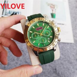 Six Stiches Men Fashion Watch 42MM Classic All Dials Work Quartz Movement Rubber Strap Top Brand Dress party elegant clock stopwat216U