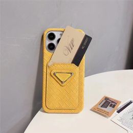 Designer Leather Woven pattern IPhone Case For 15 Pro Max 15Pro 15 14Promax 14Pro 14 13Promax 13Pro 13 12 12pro 12promax 11 Fashion Brand Card Pocket Phone Case