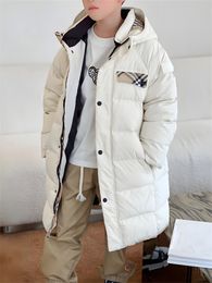 Children puffer down long coats designer fashion hooded plaid lining kids girls boys winter outwear baby girl boy quilted coat clothes