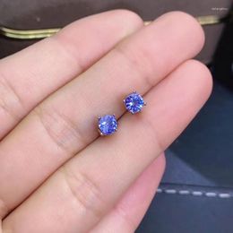 Stud Earrings Real Natural Tanzanite Earring And 925 Sterling Silver