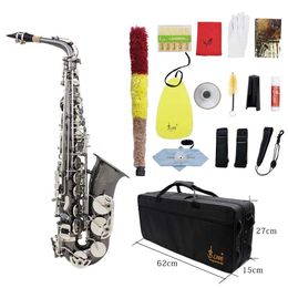 SLADE Alto Sax Saxophone Professional E Flat Brass Tube Body Carved Abalone Shell Button Plated With Black Nickel Wind Pipe Eb Fashion Saxe