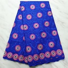 5Yards pc Wonderful royal blue african cotton fabric and flower embroidery swiss voile lace fabric for dress BC72-53112