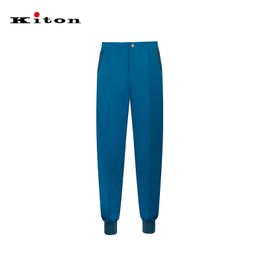 Mens Pants Spring kiton Cashmere Blended Cotton Grey Blue Straight Casual Sweatpant