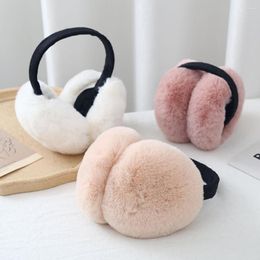 Berets Winter Warm Ear Protectors Burger Shape Foldable Earmuffs Plush Bag Apparel Accessories