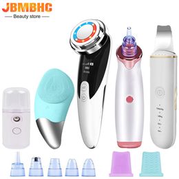 Face Care Devices Ultrasonic Skin Scrubber LED Electric Massager Vacuum Blackhead Remover Silicone Vibration Face Cleansing Brush Cleaner 230920