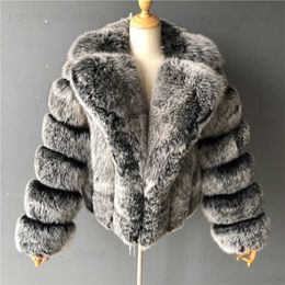 Women's Fur Faux Fur Mongolian Fur Coat Women Silver Grey Faux Fur Jacket Thick Warm Fluffy Winter Outerwear Office Lady Artificial Fur Coats T230921