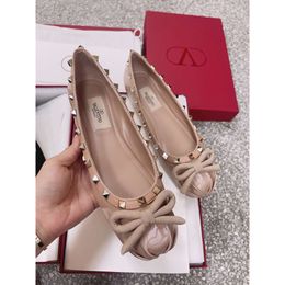 Valentine tone-on-tone Ballet flats Satin ballerinas with studs Flat Bottom Rivet Ballet Shoes Fashion Comfortable Casual Shoes shoes OBDEL