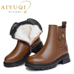 Boots AIYUQI Women Ankle Genuine Leather Large Size Winter Natural Wool Warm Marton 230921