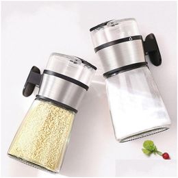 Herb Spice Tools Push-Type Salt Dispenser Glass Jar Shaker Seasoning Container Kitchen Gadgets 20220929 E3 Drop Delivery Home Gard Dhwb8