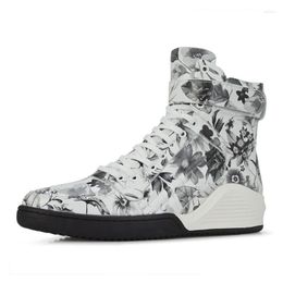 Men Women Shoes Lace Up Comfortable Breathable For Genuine Leather Punk Print Floral Embellished