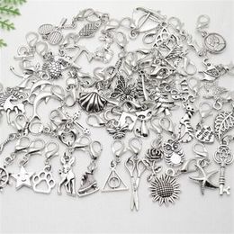 Whole - MIC IN STOCK 100 Pcs lot Mixed Charms pendant lobster Clasp Dangle For Bracelet Jewelry Making findings2943