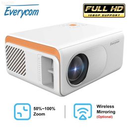 Projectors Everycom X70 Mini LED Support 1080P WiFi Projector Pocket Pico Portable LCD Video Movie Multimedia SmartPhone Beamer Home Cinema L230923