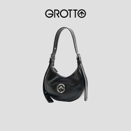 GROTTO Gele's New BigPeace Series Italian Leather Crescent Bag Single Shoulder Crossbody Crescent Underarm Bag