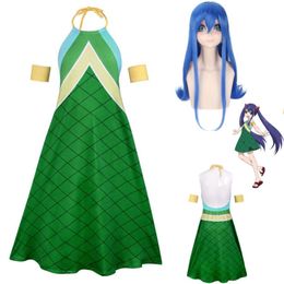 Anime Costumes Anime Fairy Tail Wendy Marvell Cosplay Costume Magic Shooter Wig Green Dragonscale Dress Woman Sexy Kawaii Carnival Party Suit