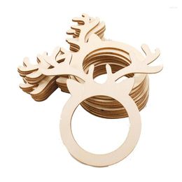 Table Napkin 50Pcs Reindeer Antler Place Card Holder Mini Wooden Ring For Christmas Party Dinner Banquet Home Decor Xmas