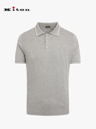 Kiton Top-quality Mens Polos Summer Cotton Light Casual Gray Short Sleeved Polo Shirt