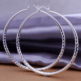 s 925 Silver Elegant Round Large Size Women Hoop Earrings Fashion Costume Jewellery Big Trendy Earring for Women281T