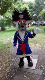 pirate dog mascot costume grey dog custom adult size cartoon character kit carnival costume mascotte41227