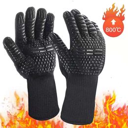 BBQ Tools Accessories 800 Degree C Gloves Heat Resistant Cooking Barbecue Long Protective Cutproof Waterproof Oven Mitt TIANMI 230920