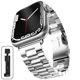 Pulseira de aço inoxidável de alta qualidade para apple watch 8 7 banda 45mm 44mm 42mm ultra 49mm pulseira de metal iwatch 40 41mm correa