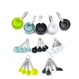 Measuring Tools 4Pcs Baking Spoon Cup/Mtipurpose Pp Bakings Accessories Stainless Steel/Plastic Handle Kitchen Gadgets 20220110 Drop Dhzm7