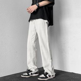 Men's Pants 2024 Brand Port Style Long Loose Straight Tube Jeans Men Fashionable Casual Zipper Design Sense