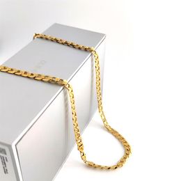 18K Solid Yellow G F Gold Curb Cuban Link Chain Necklace Hip-Hop Italian Stamp AU750 Men's Women 7mm 750 MM 75 CM long 29 INC235Y