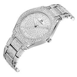 LONGBO Luxury Rhinestone Bracelet Watch Women Diamond Fashion Ladies Rose Gold Dress Watch Stainless Steel Crystal Wristwatch348T