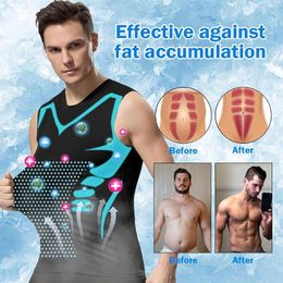Men's Body Shapers Shapewear Men Ice-Silk Slimming Ionic Shaping Vest Shaper Compression T-Shirts Tank Top Tummy Control Fitness Shirts
