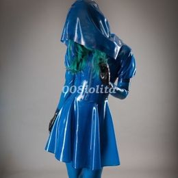 Catsuit Costumes Latex Rubber Gummi Night Club Hot Hooded Skirt Fancy Ball Suit Size XS-XXL