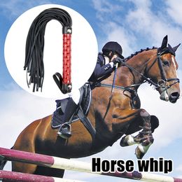 Whips Crops Outdoor Non Slip Leather Braided Horse Racing Whips Equestrian Riding 230921