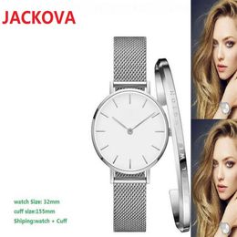 Luxury Women Small Dress Watch 32mm Elegant Stainless Steel Mesh Rose Gold Watches High Quality Lady Quartz Wristwatches Cuff Brac288u