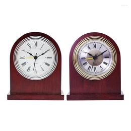 Table Clocks Retro Alarm Clock Solid Wood Roman Digital Manual Adjustment For Time Home Bedroom Dormitory Decorati