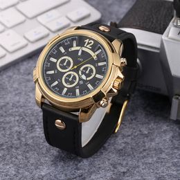 Fashion Brand Watches Men Big Dial Style Leather Strap Quartz Wrist Watch DZ01259j