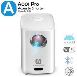 Projectors AUN A001 Pro MINI Projector Android TV Home Cinema Theatre Game Beamer Portable LED Video Projectors WIFI Sync Phone 4K Video L230923