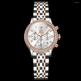 Wristwatches Luxury Quartz Watch For Women Waterproof Luminous Calendar Chronograph Women's Watches Diamond Dial Wristwatch