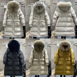 Women's Down Parkas Winter Women 90% White Duck Down Coat Large Raccoon Fur Collar Zipper Drawstring Jacket Casual Thick Warm Snow Outerwear J230921