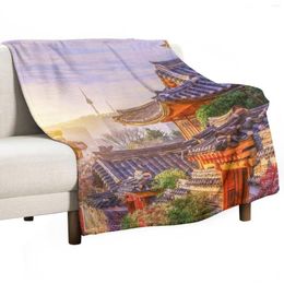 Blankets Korean Traditional Houses - South Korea Throw Blanket Retro Manga