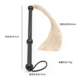 Whips Crops Horse Supply Premium Tassel PU leather Whip for Horse Training Crop Whip Handle With Both Hands Handle with Wrist Strap 230921