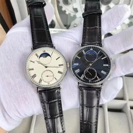 New Fashion Style Dress watch Man Watch Hand Wind Mechanical Watches black leather Men wristwatch Transparent Glass Back 022-22298