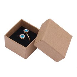 Jewelry Boxes 4x4x3cm Ring Box 24pcs Kraft Earrings Pendant Gift High Quality Organizer Display Paper Packaging Black Sponge 230921