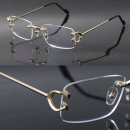 Latest Fashion C Decoration Rimless Metal Frames Myopic Eyewear Men Woman CT03440 Large Square Eyeglasses Male and Female 18K Gold275b