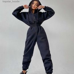 Women's Jumpsuits Rompers Fashion Elegant Hoodies Jumpsuit Women Casual Overalls Romper Fall Winter Solid Hooded Jumpsuits Sportwear Rompers Tracksuits L230921