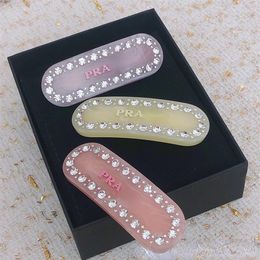 P brand letters designer hair clip barrettes luxury shining diamond acrylic classic hair pins for girls women party Jewellery gift260N