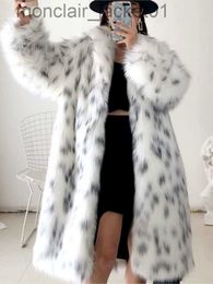 Women's Fur Faux Fur 2022 Women Winter New Faux Fox Fur Coat Lady Casual Snow Leopard Print Fur Jacket Female Thick Warm Mid-long Plush Outerwear J230921