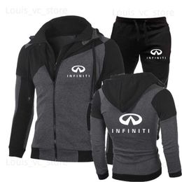 Men's Tracksuits Fashion casual sports suit Infiniti car print men's hoodie 2 Piece Set Zip Hoodie + sports PantsHigh Quality Men's Suit T230921