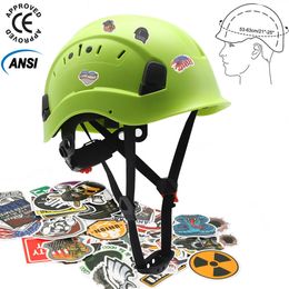 Skates Helmets Safety Helmet with 50Pcs Stickers ABS Construction Hard Hat Goggles Climbing Riding Protective Helmets Working Rescue Work Cap 230921